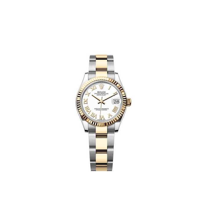 Rolex Datejust31 White Roman Dial Two Tone Yellow Gold Fluted Bezel Oyster Bracelet Ref. 278273
