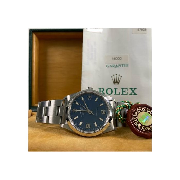 Rolex Air KingUNPOLISHED 1996 Air-King 369 Blue Dial 14000 Like NEW FULL SET