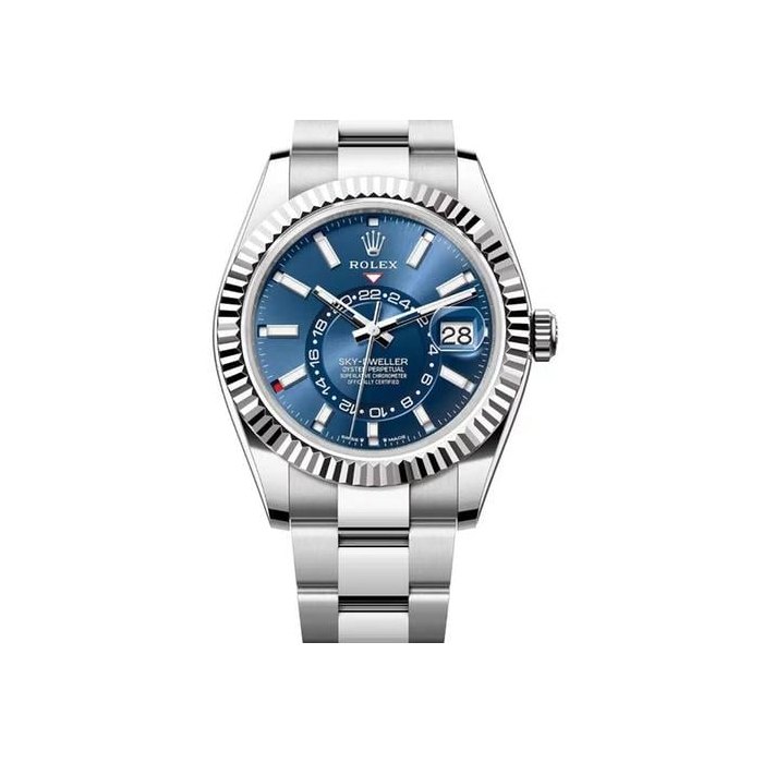 Rolex Sky-Dweller42mm Fluted Bezel Steel/White Gold Blue Index Dial Oyster Bracelet 336934