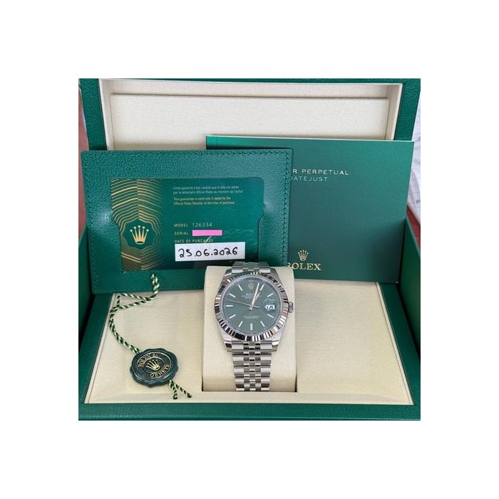 Rolex Datejust41 NEW 2026 Mint Green Dial Jubilee 41mm 126334 - Complete Set