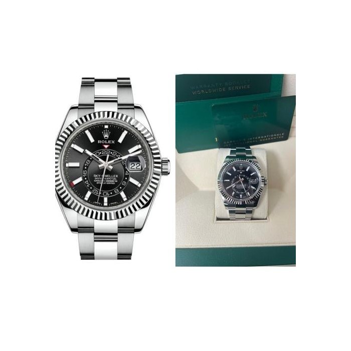 Rolex Sky-Dweller18k White Gold 42mm Black Dial Steel Oyster Bracelet 326934