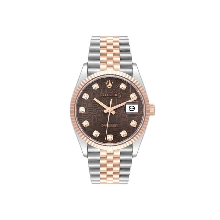 Rolex Datejust36mm Chocolate Anniversary Steel Rose Gold Diamond Watch 126231