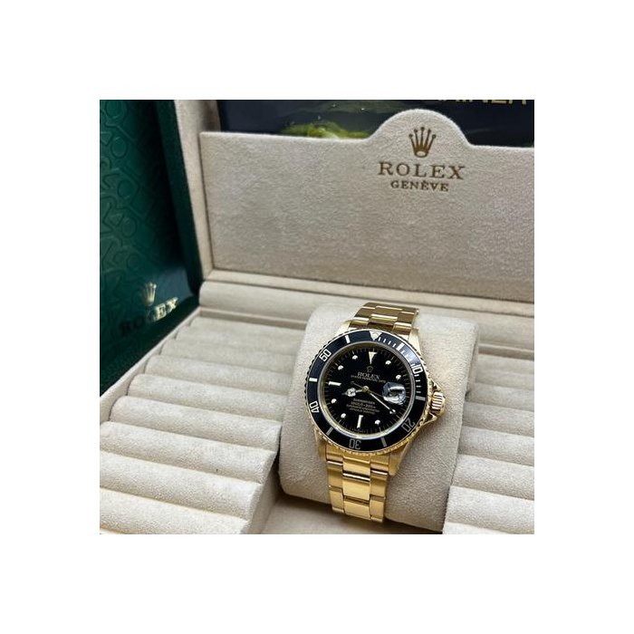 Rolex Submariner Date16808 18K Yellow Gold Rare Black GILT NIPPLE DIAL Rolex Box
