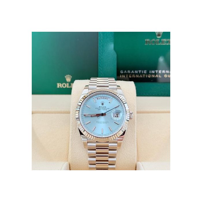 Rolex Day-Date228236 Platinum Day-Date 40 on Ice Blue Stick / Index Dial Unworn 2024