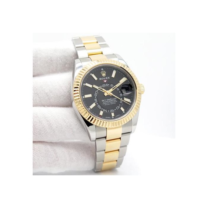 Rolex Sky-DwellerCPO 326933 Skydweller 18K/SS with Black Dial on Oyster - Rolex Certified Preowned