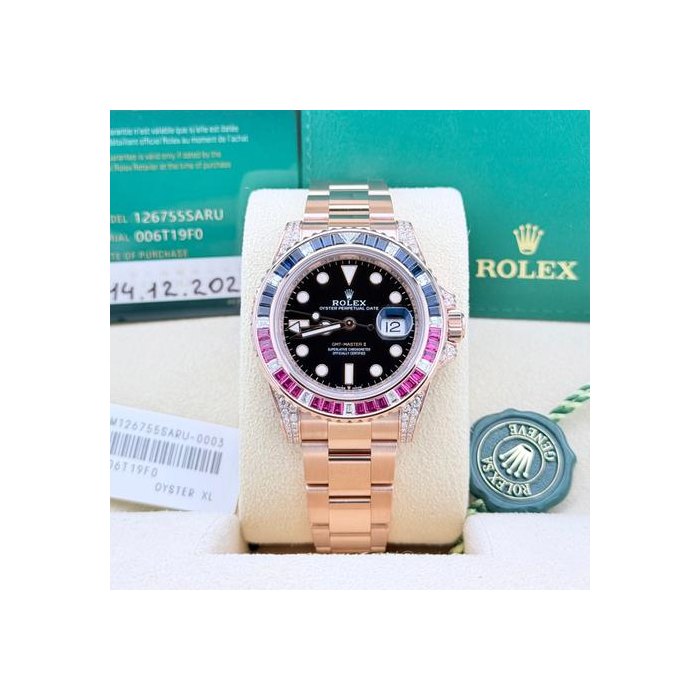 Rolex GMT-Master IINEW 2021 126755SARU Rose Gold FACTORY Ruby & Sapphire Pepsi