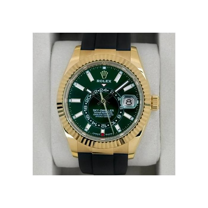 Rolex Sky-DwellerNEW 2026 Sky-Dweller 42mm 336238 Yellow Gold Oysterflex Green Dial