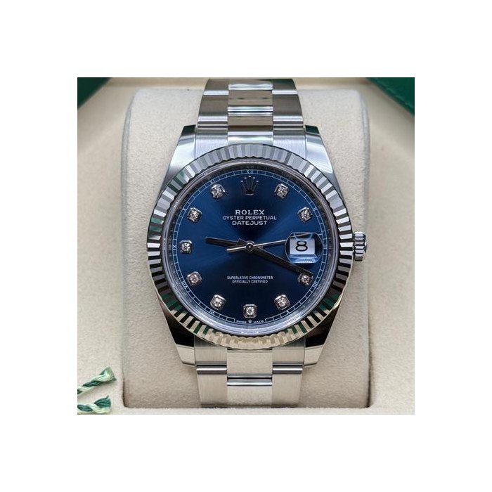 Rolex Datejust41 Blue Diamond Dial Stainless Steel Fluted Bezel Oyster Bracelet Ref. 126334