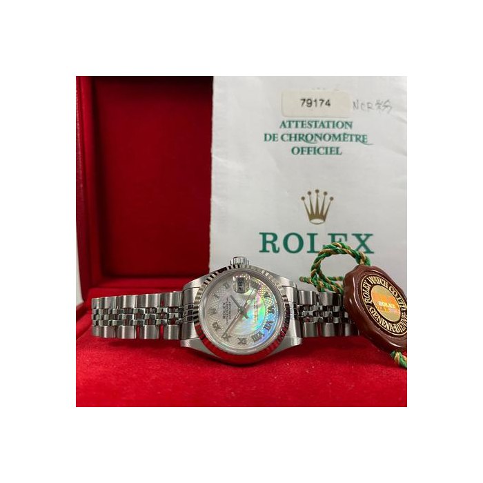 Rolex Lady-DatejustVery Good Condition 2000 Lady-Datejust Steel Jubilee Mother-of-Pearl Roman Dial 79174 FULL SET