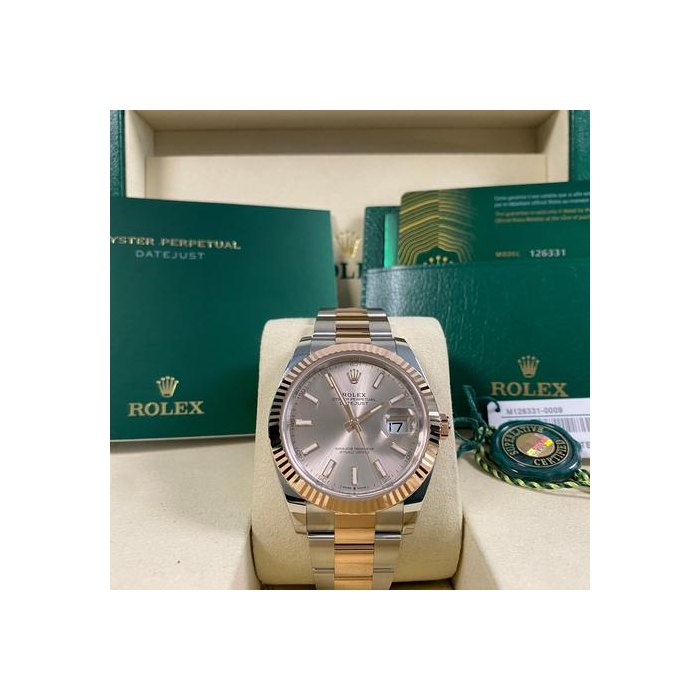 Rolex DatejustNEW MARCH 2026 UNWORN Datejust 41 2-Tone Oyster Sundust Index Dial 126331 FULL SET Steel & Rose Gold