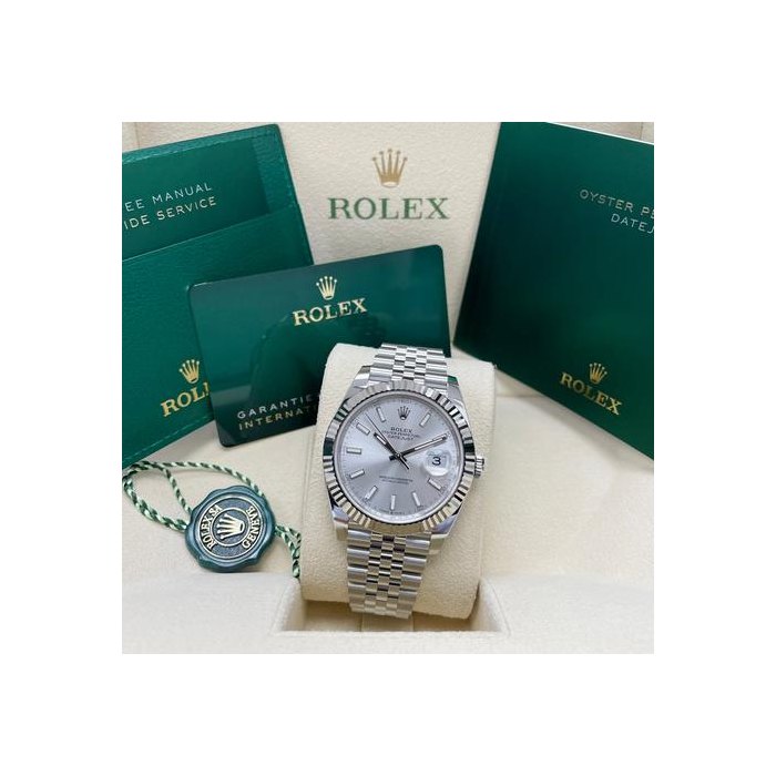 Rolex DatejustUNWORN Datejust 41mm 126334 Fluted Bezel Silver Index Dial Jubilee Stainless Steel Full Set Unworn Complete Box & Papers