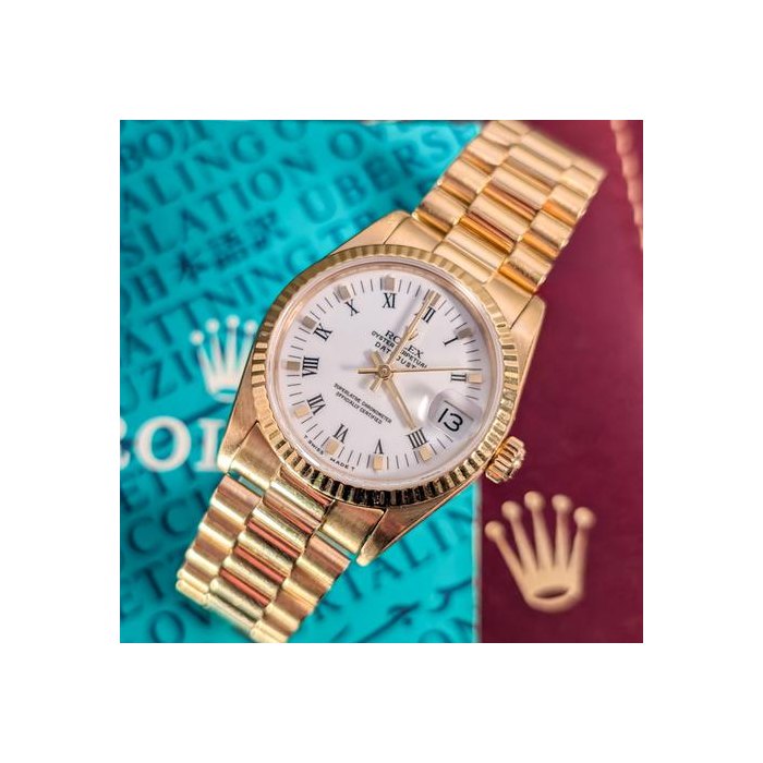 Rolex Datejust31 Yellow Gold Full Set President 18K White Roman Dial Ref. 68278