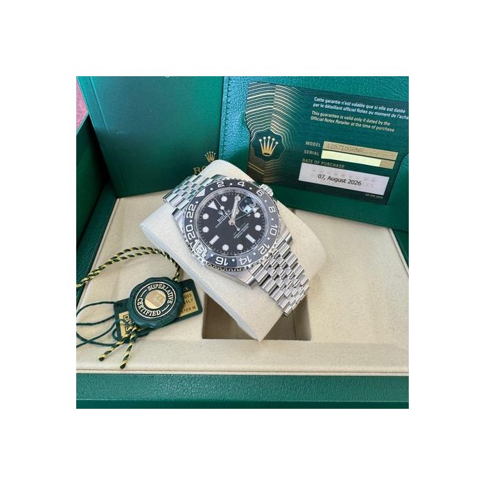 Rolex GMT-Master IINew Bruce Wayne Jubilee 2026 Full Stickers New Wood Card Ref. 126710GRNR