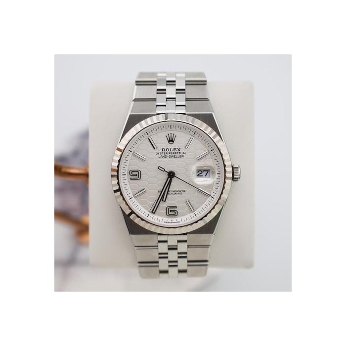 Rolex Rolex Land-Dweller40 40mm White Honeycomb Dial Jubilee Bracelet 127334, Price & Market Data