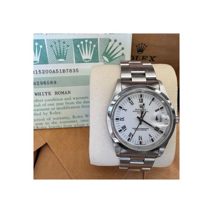 Rolex Oyster PerpetualDate Original Owner 34 mm Ref 15200 White Roman Dial