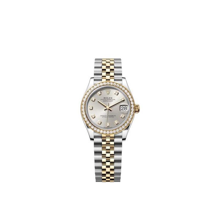 Rolex Datejust31 Silver Diamond Dial Diamond Bezel Two Tone Yellow Gold Jubilee Bracelet Ref. 278383RBR