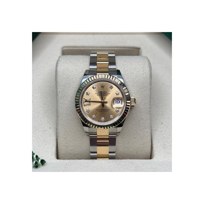 Rolex Lady-DatejustNEW 2026 Champagne Star Diamond Dial Two Tone Yellow Gold Fluted Oyster Ref. 279173