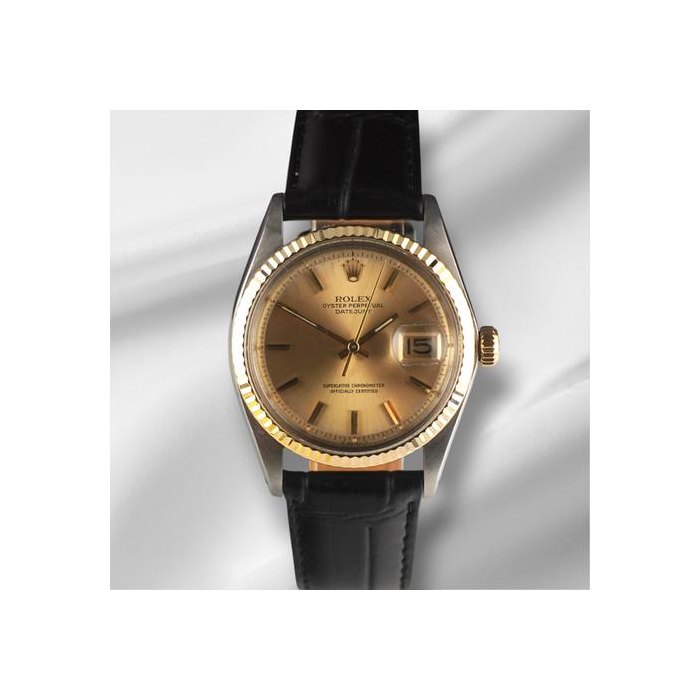 Rolex DatejustVintage 36mm Datejust Gold Dial Steel Yellow Gold Fluted Men's Watch 1601