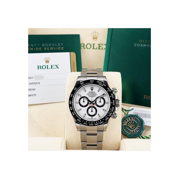 Rolex DaytonaPanda 116500LN 40mm White Dial Ceramic Bezel Steel Box Paper