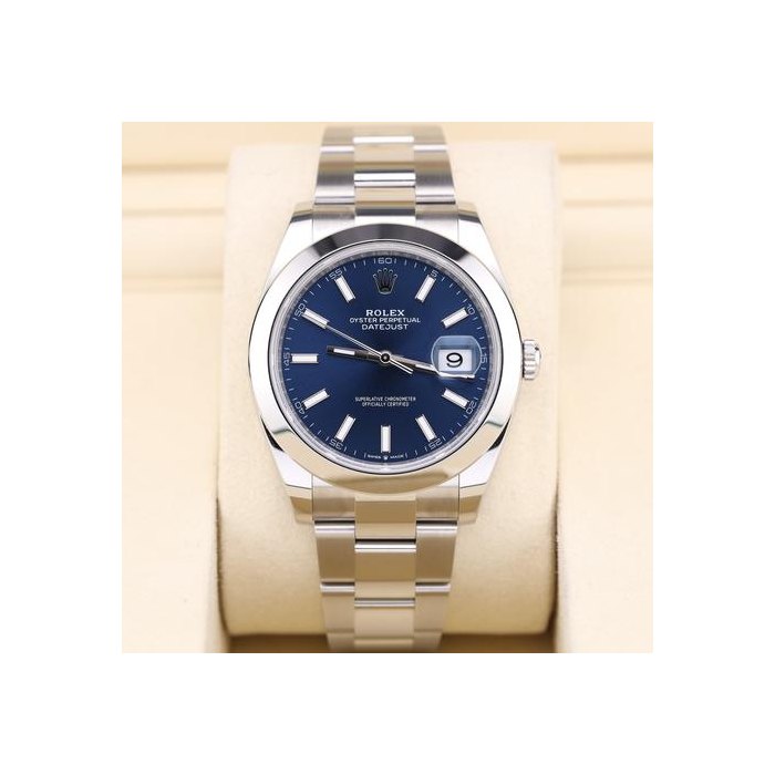 Rolex Datejust2026 Datejust 41 Blue Stick Dial Smooth Bezel Oyster 126300 June 2026 Full Set