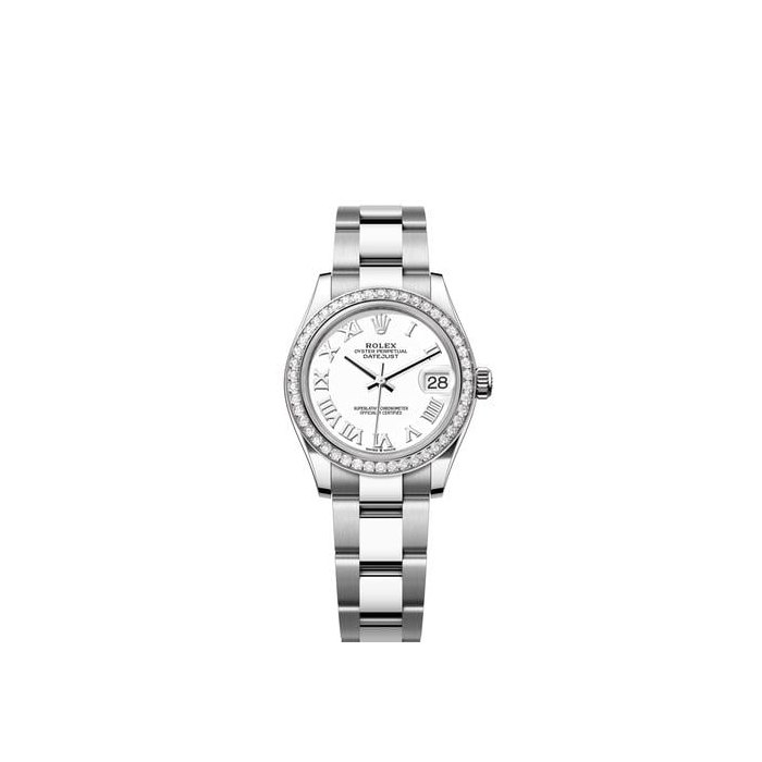 Rolex Datejust31 White Roman Dial Diamond Bezel Stainless Steel Oyster Bracelet Ref. 278384RBR