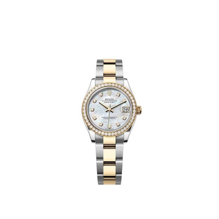 Rolex Datejust31 Mother of Pearl Diamond Dial Diamond Bezel Two Tone Yellow Gold Oyster Ref. 278383RBR