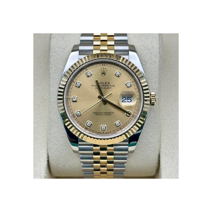 Rolex Datejust41 Two Tone Champagne Diamonds Dial 2025 - New Style Box Ref. 126333
