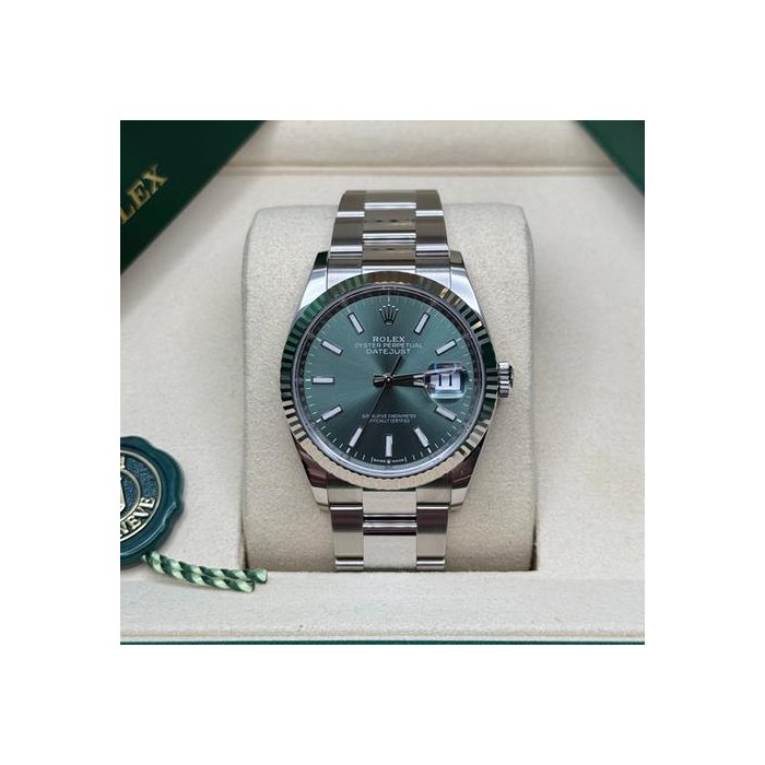 Rolex Datejust36 NEW 2026 Mint Green Index Dial Stainless Steel Fluted Bezel Oyster Bracelet Ref. 126234