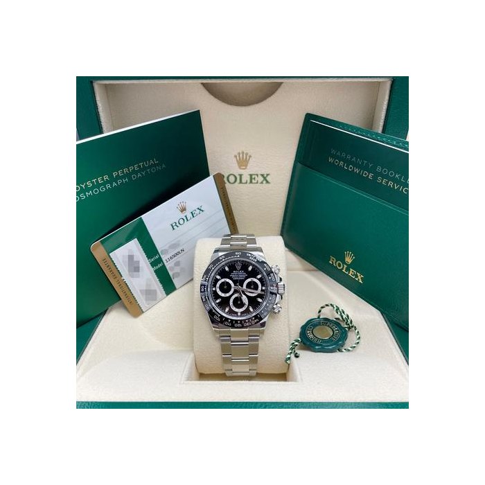 Rolex DaytonaCOMPLETE SET Daytona Steel Cosmograph 40mm 116500 Watch Black Index Dial Full Set Complete Box & Papers Ref. 116500LN