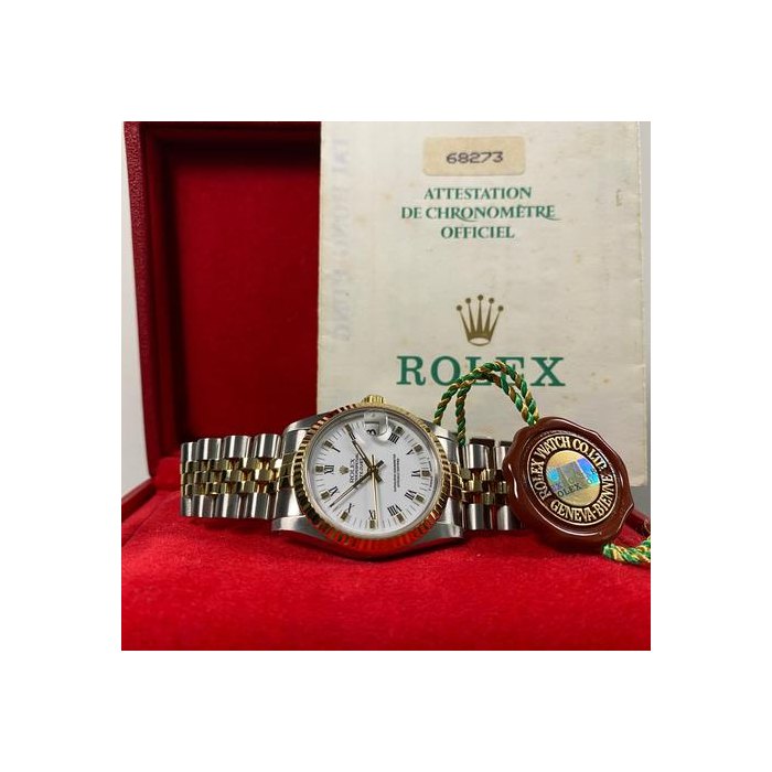 Rolex DatejustVery Good Condition 1987 Datejust 31 2-Tone Jubilee White Roman Dial 68273 FULL SET Steel & Yellow Gold