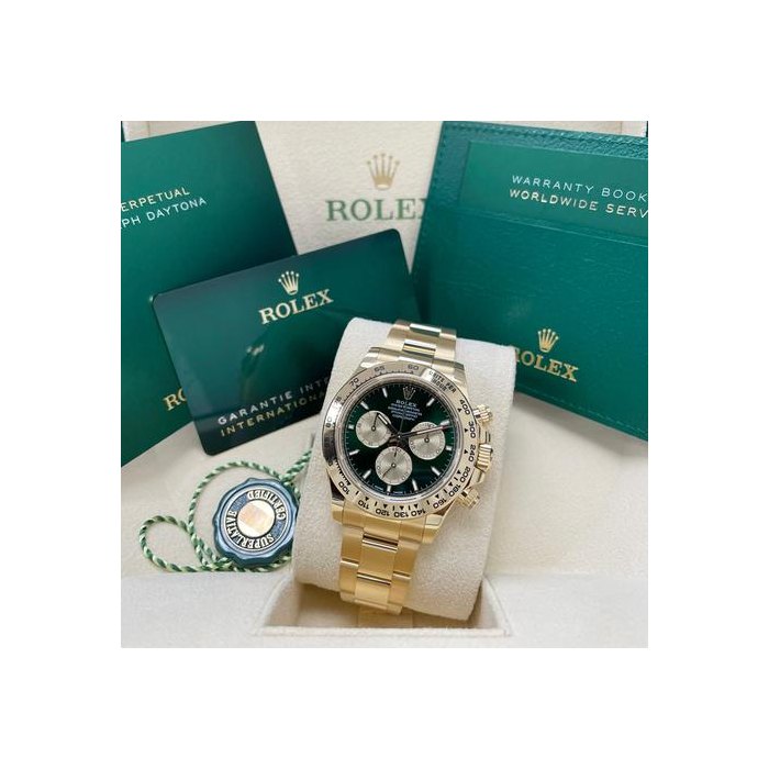 Rolex DaytonaUNWORN Daytona 126508 Green And Golden Dial 18k Yellow Gold Oyster Bracelet 40mm Full Set Unworn Complete Box & Papers