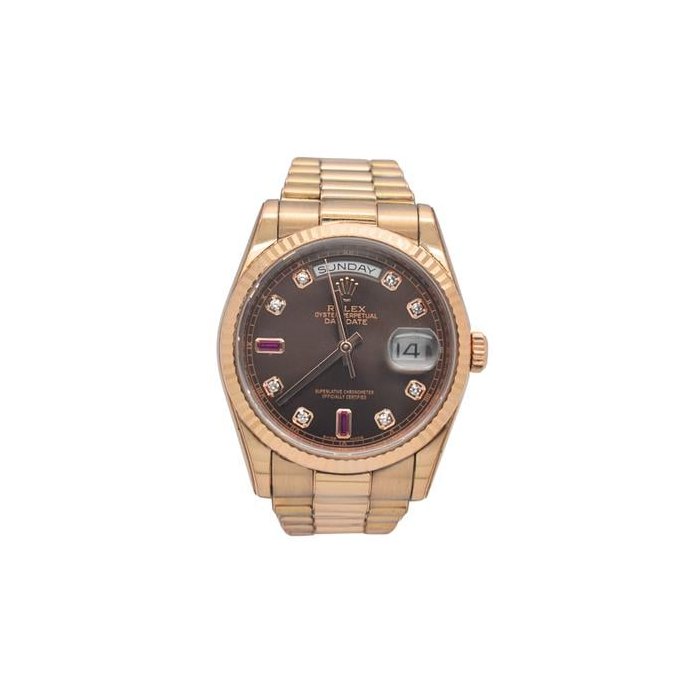 Rolex Day-Date36 118235CHODRP Rose Gold Day-Date Factory Chocolate Ruby Dial