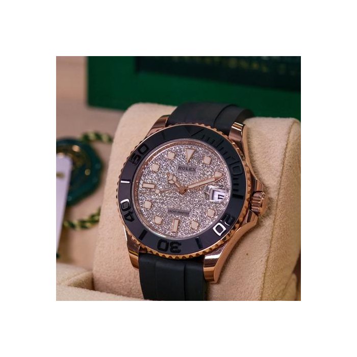 Rolex Yacht-Master37 DISCONTINUED Pave Diamond Dial Rose Gold 268655 FullSet