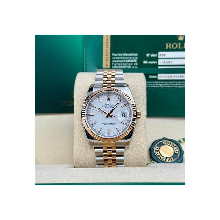 Rolex Datejust36mm 2010 White Index Fluted Jubilee Preowned 2010 116231