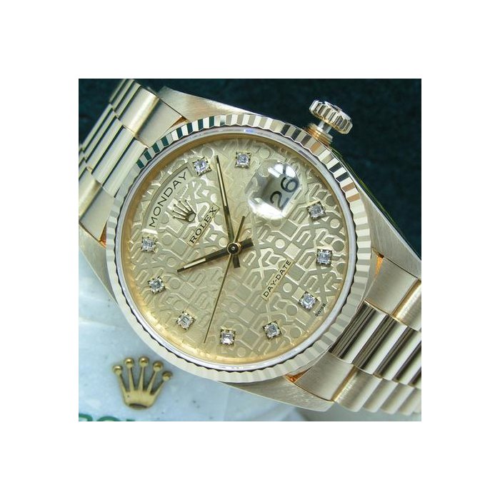 Rolex Day-Date1994 Day-Date 36 UN-WORN Boxes Papers RARE Champagne "Jubilee" Princess cut Diamond Dial Ref. 18238