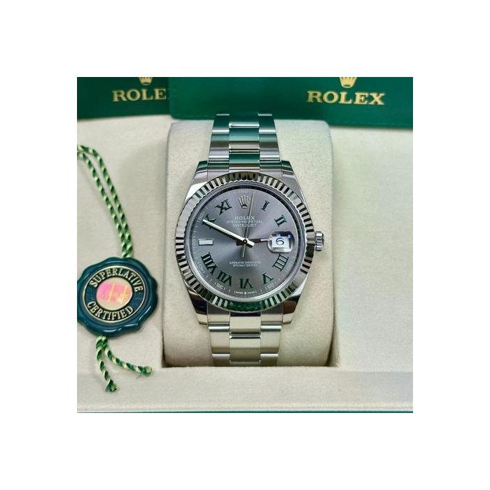 Rolex DatejustUnworn 2026 41mm "Wimbledon" Slate and Green Roman Dial Ref. 126334