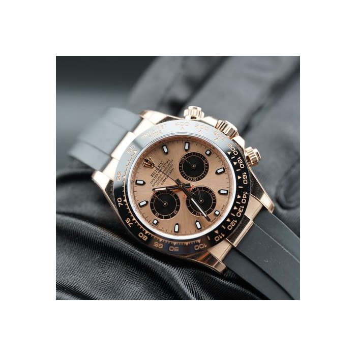 Rolex DaytonaCosmograph Daytona Pink Dial Rose Gold Oysterflex 116515LN Box & Papers