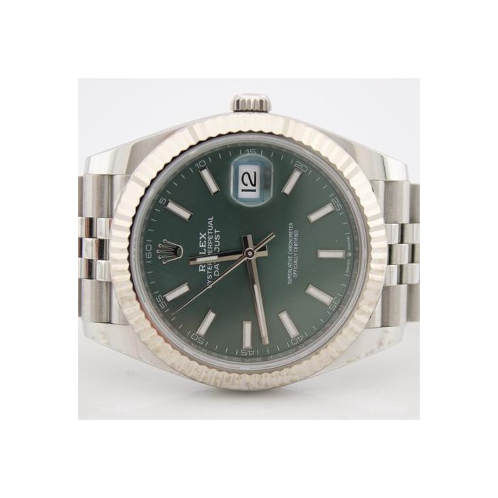 Rolex DatejustNOV 2025 Unworn Datejust 41 Mint Green Dial Steel Jubilee Watch 126334
