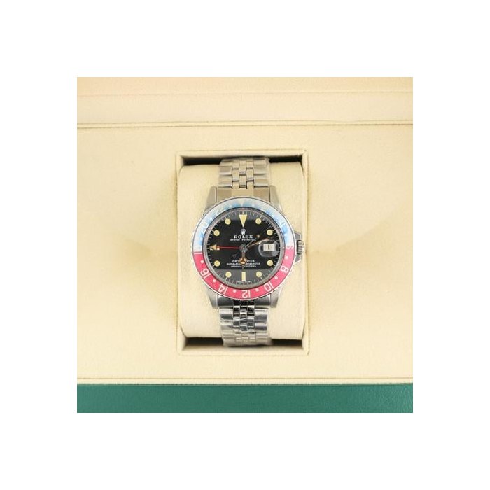 Rolex GMT-Master1972 Pepsi GMT-Master 1675 Red Back Insert Black Dial MK2 SS Jubilee 40mm