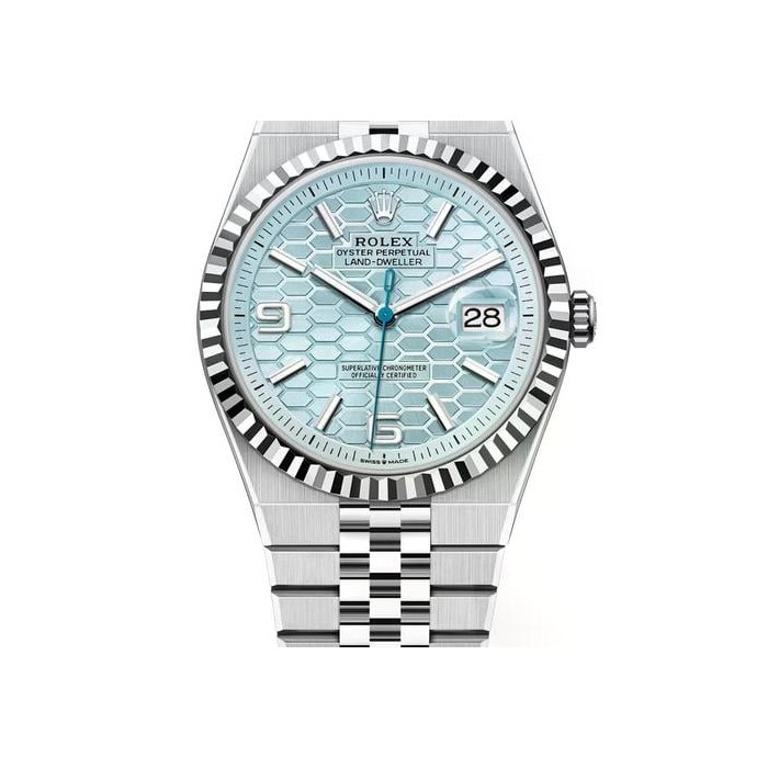 Rolex Land-DwellerUnworn 2026 40mm Blue Honeycomb-Motif Dial Flat Jubilee Ref. 127336