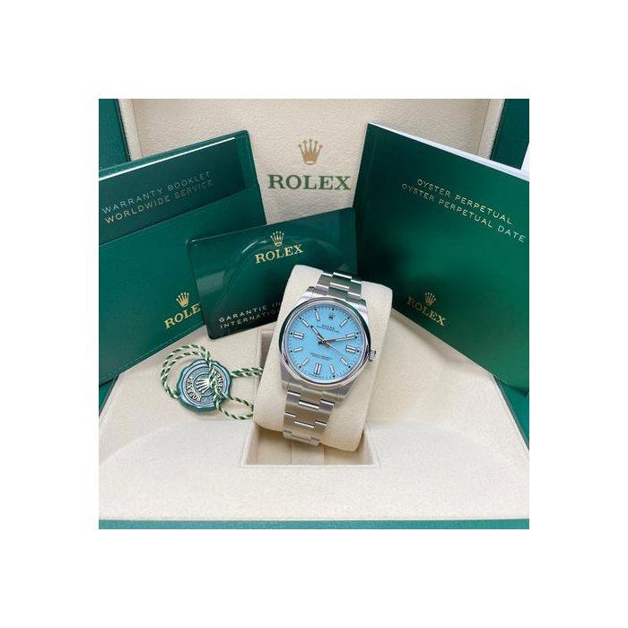 Rolex Oyster PerpetualUNWORN Oyster Perpetual 41mm 124300 Turquoise Index Dial Oyster Bracelet