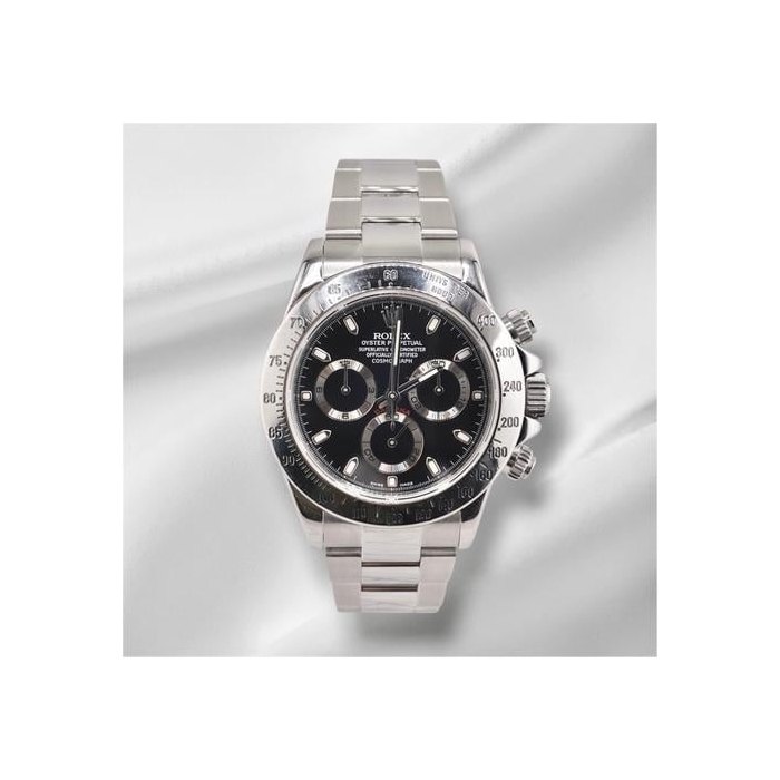 Rolex Daytona40mm Stainless Steel Black Dial Smooth Oyster Watch 116520