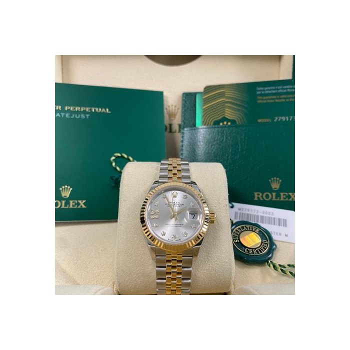 Rolex Lady-DatejustLike NEW 2023 Lady-Datejust 2-Tone Jubilee Silver Star Diamond Dial 279173 FULL SET Steel & Yellow Gold