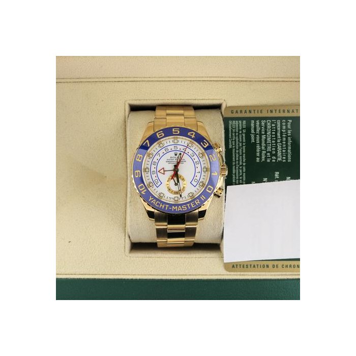 Rolex Yacht-Master II2010 Yacht-Master 116688 White Dial Yellow Gold 18kt Oyster W Papers 44mm