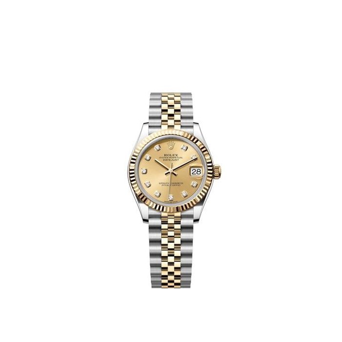 Rolex Datejust31 Champagne Diamond Dial Two Tone Yellow Gold Fluted Bezel Jubilee Bracelet Ref. 278273