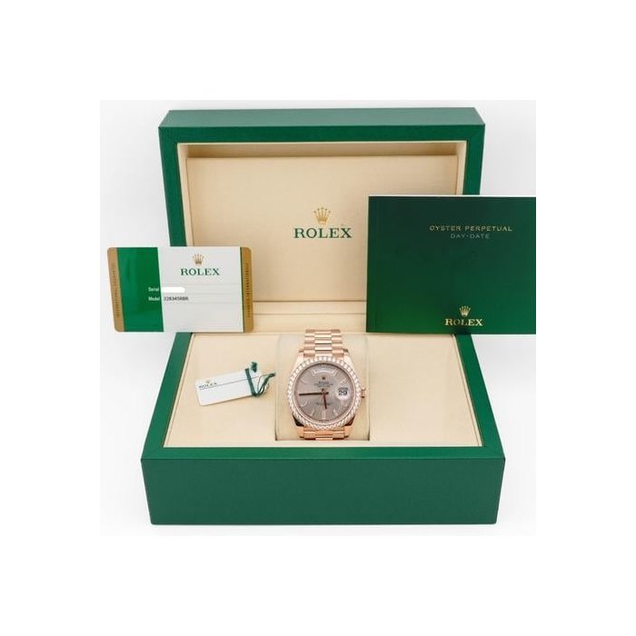 Rolex Day-Date228345RBR Day-Date 40 mm 18K Rose Gold Sundust Dial Box and Papers 2019