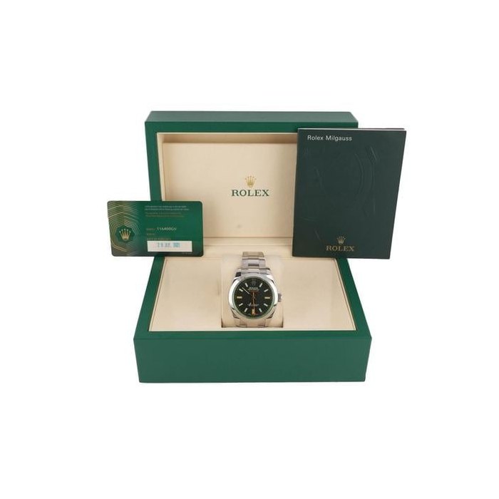 Rolex Milgauss116400GV Milgauss 40 mm Black Index Dial Oyster Bracelet Box & Papers 2021