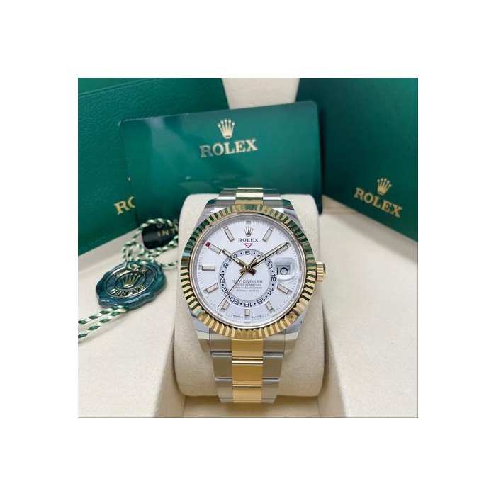 Rolex Sky-DwellerUNWORN Sky-Dweller 336933 Oyster Bracelet 42mm White Dial Two Tone Yellow Gold Full Set Unworn Complete Box & Papers