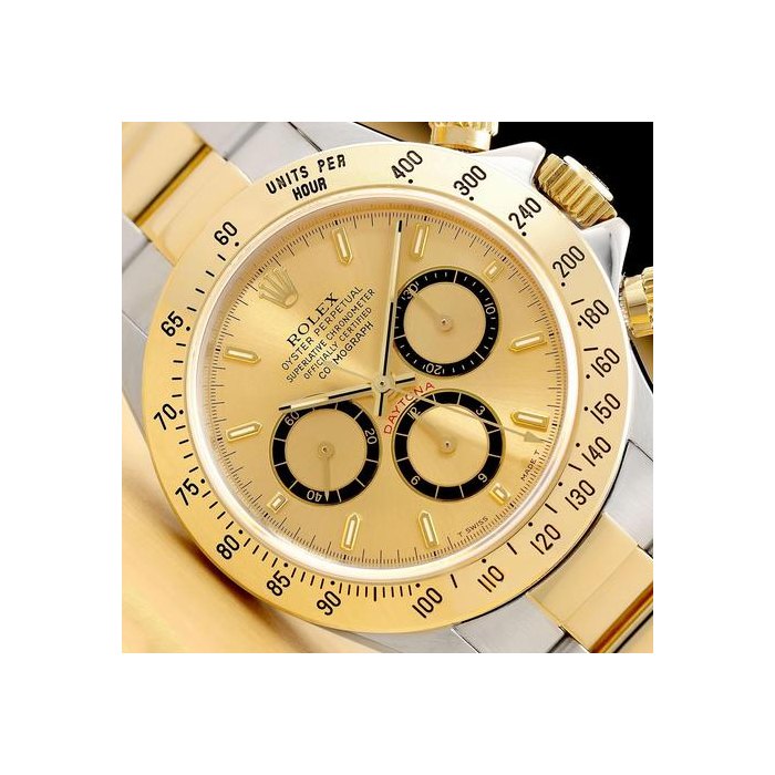 Rolex DaytonaCosmograph Zenith 16523 Champagne 18k Gold Oyster Watch W Paper