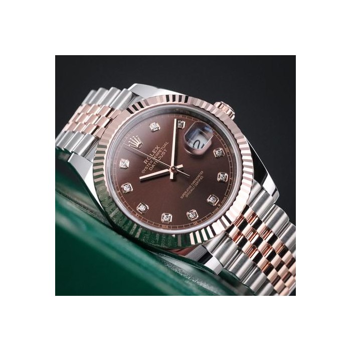 Rolex Datejust41 [2025] Chocolate Diamond Brown Dial Fluted Jubilee Two Tone Rose Gold 2025 Set Ref. 126331